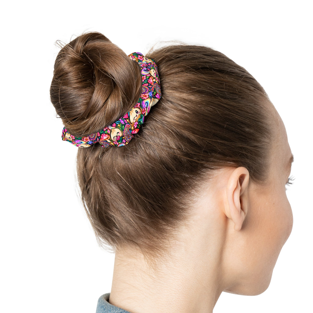 Colorful Kawaii Dumpling Floral Scrunchie — Cute Pastel Rainbow Hair Accessory