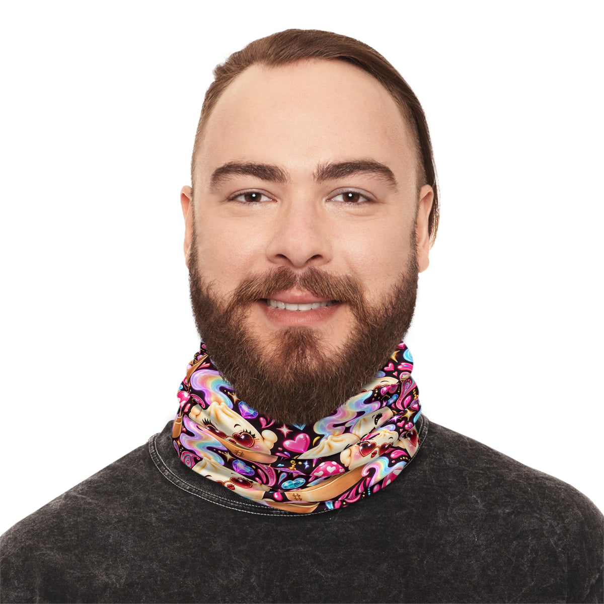 Kawaii Dumpling Neck Gaiter — Colorful Festival Face & Neck Cover