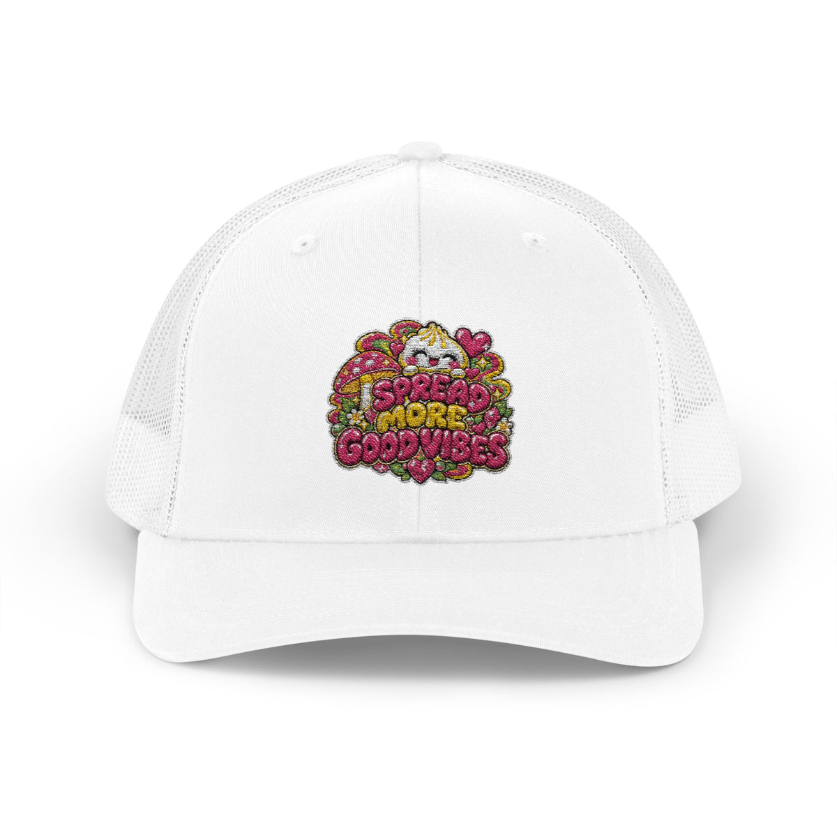 Spread More Good Vibes Snapback Trucker Cap — Sparkle Dumpling Patch Hat