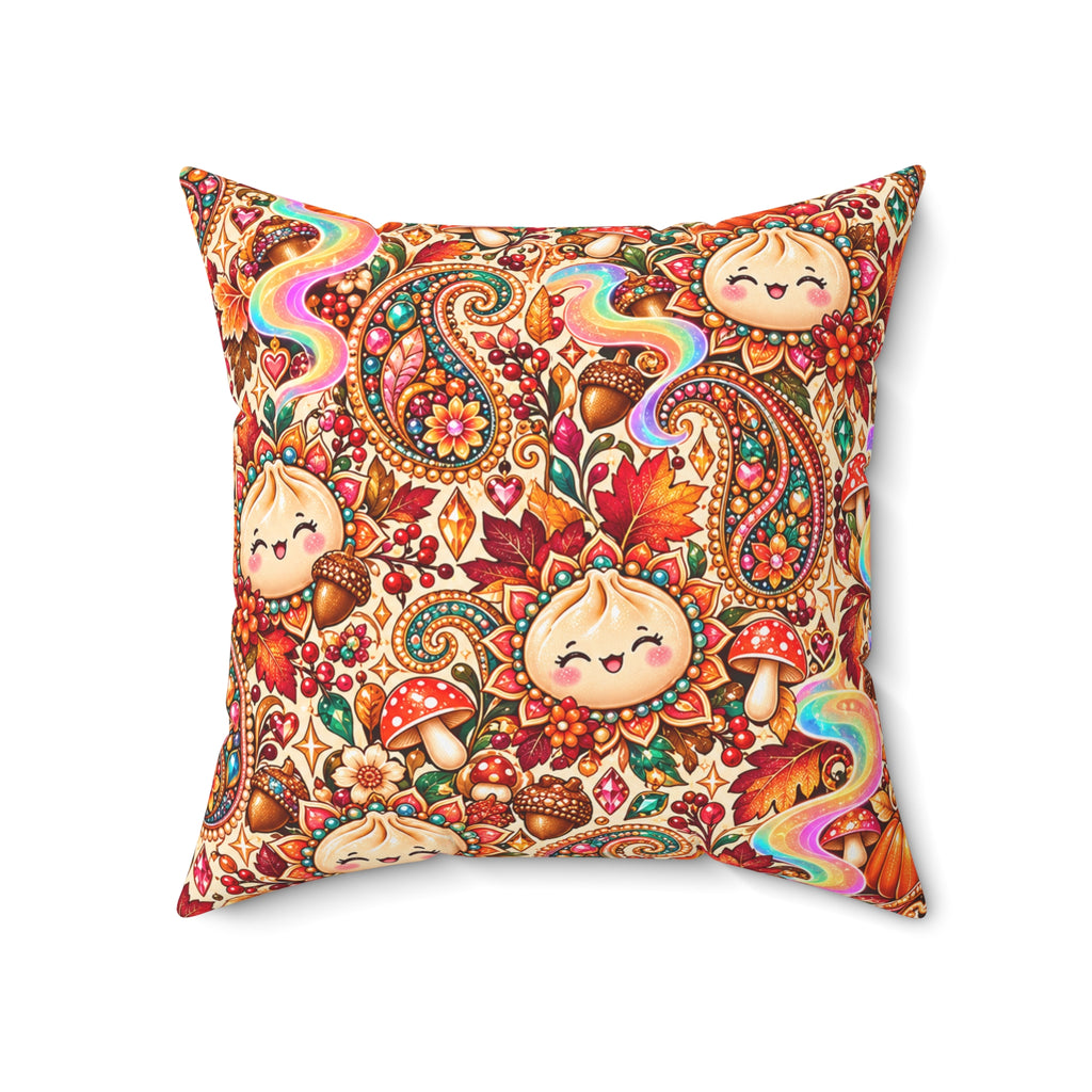 Stuffed Buns Fall Pillow — Pumpkin Dumpling Paisley
