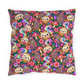 Kawaii Rainbow Dumpling Outdoor Pillow - Cute Mushroom & Flowers Accent Cushion