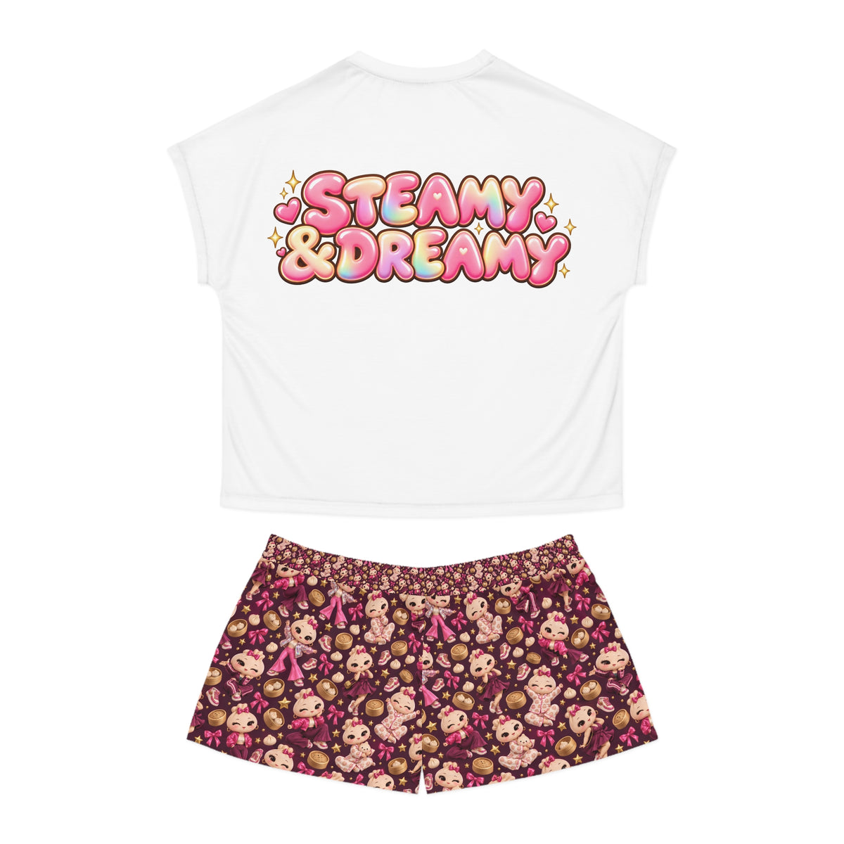 Women's Short Pajama Set - Steamy & Dreamy Cute Dimsum Sleepwear