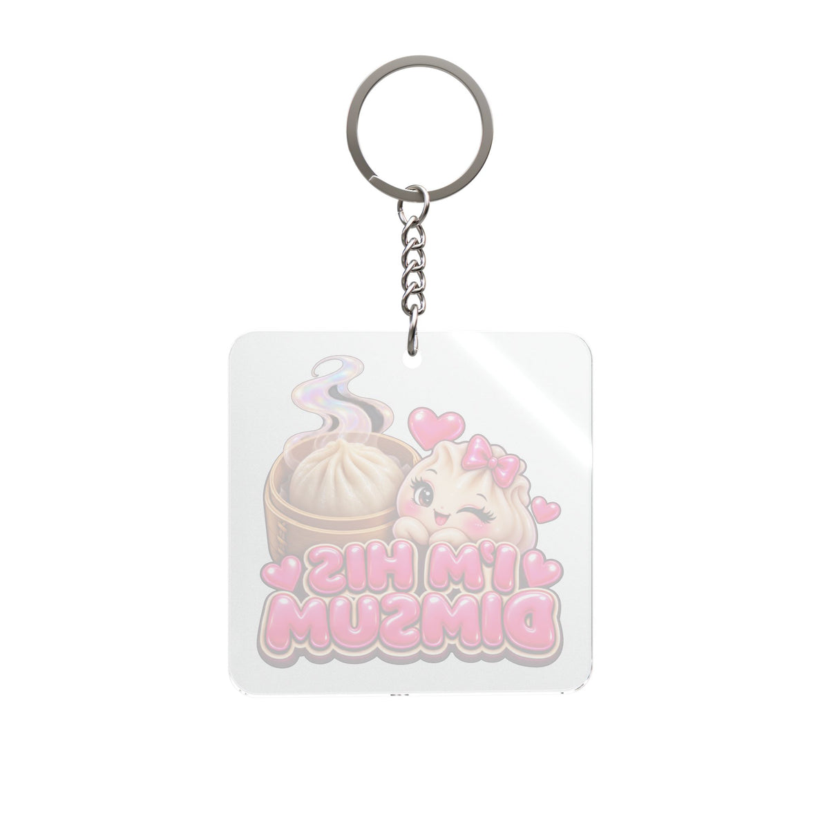 I'm His Dimsum Square Keychain — Cute Kawaii Dumpling Couple Accessory