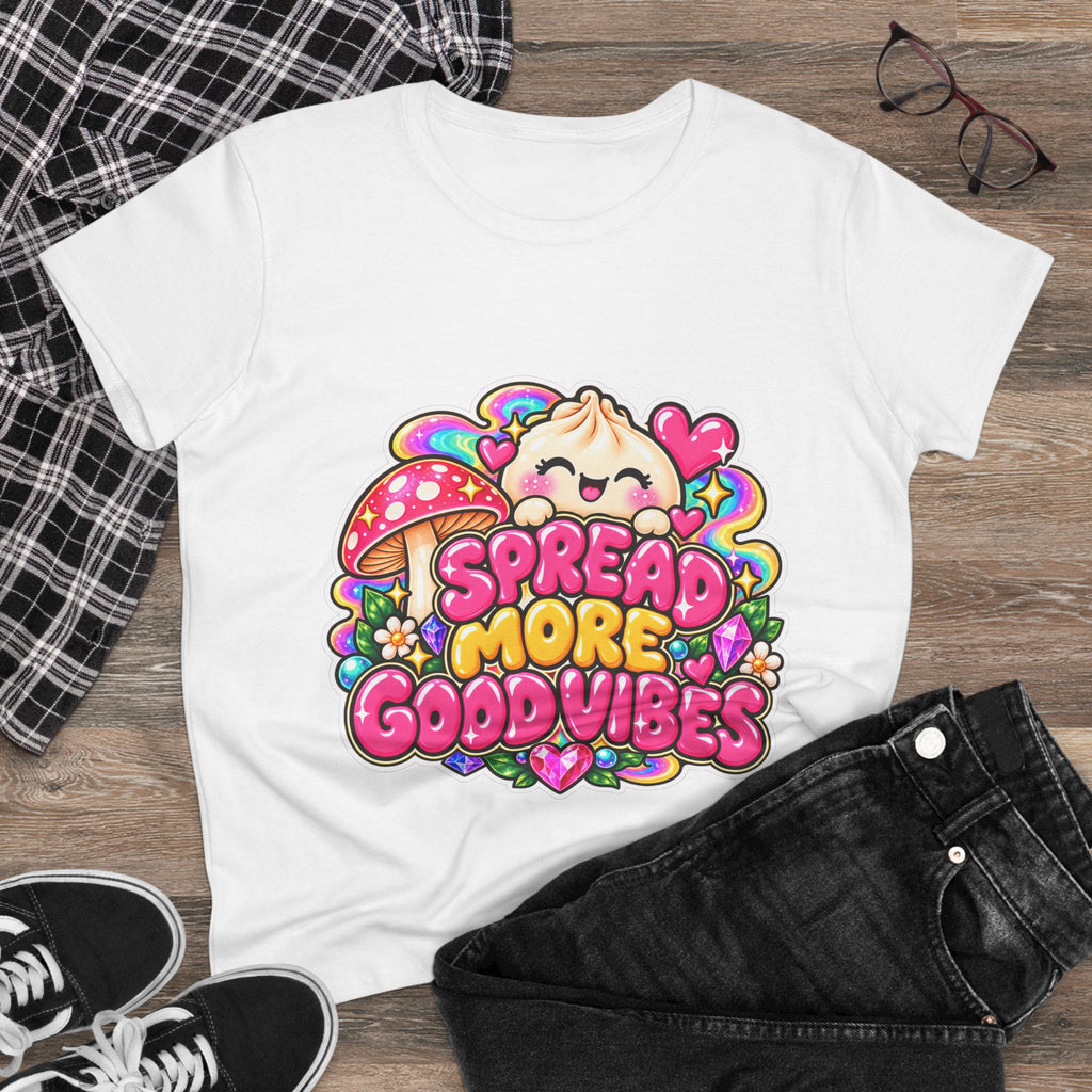 Good Vibes Tee — Cute Kawaii 'Spread More Good Vibes' Women's T-Shirt