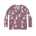 Wanton Dimsum Buns Paisley V-Neck Long Sleeve — Psychedelic Dumpling Print