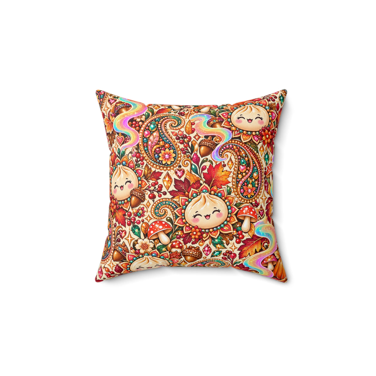 Stuffed Buns Fall Pillow — Pumpkin Dumpling Paisley