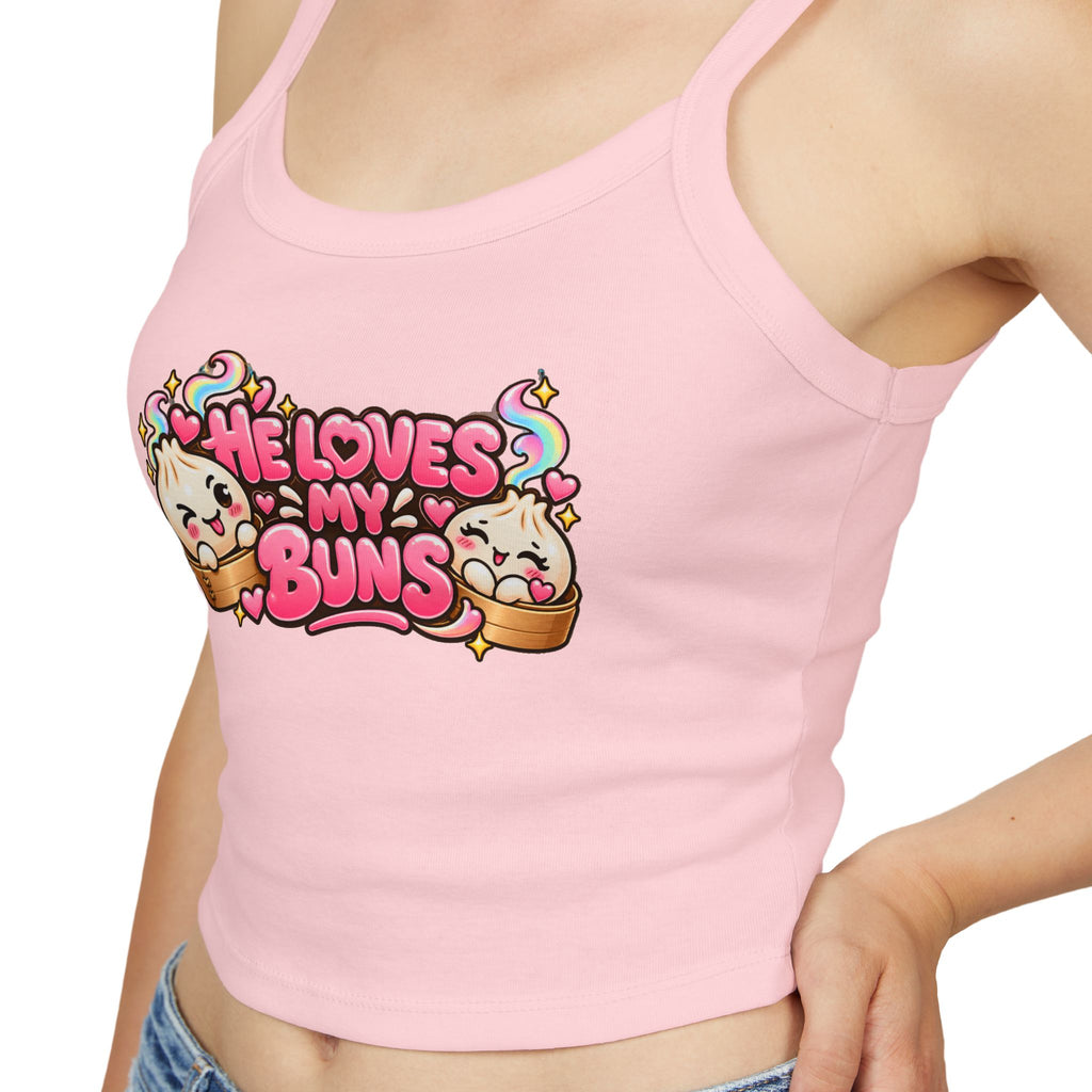He Loves My Buns Spaghetti Tank — Kawaii Couple Graphic