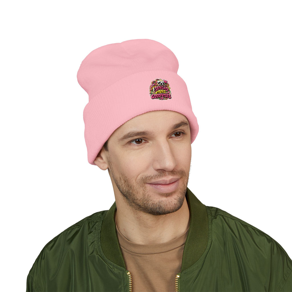 Embroidered Floral 'Love' Cuffed Beanie "Spread More Good Vibes"