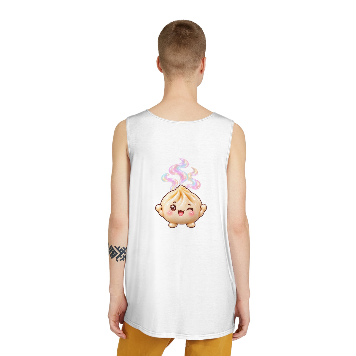 "Wanton Good Vibes" Cute Steamed Bun Graphic Tank Top — Kawaii Dumpling Illustration