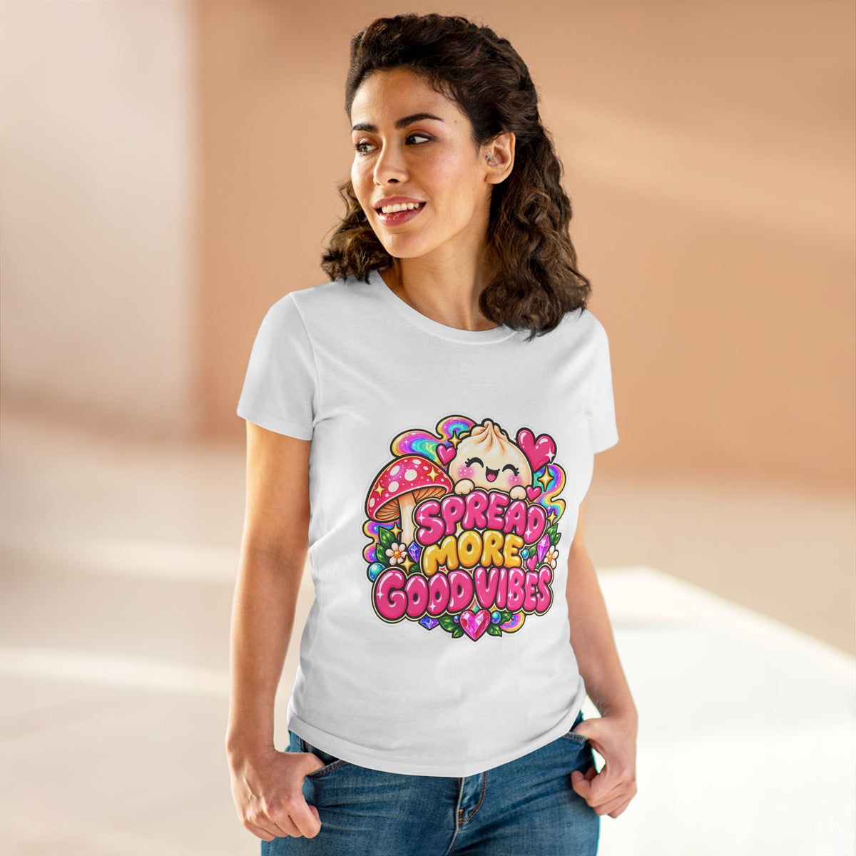Good Vibes Tee — Cute Kawaii 'Spread More Good Vibes' Women's T-Shirt