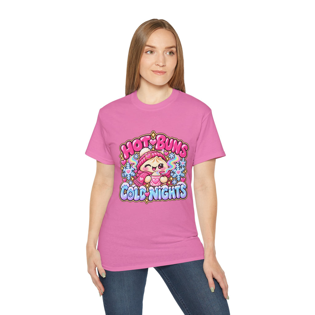 Hot Buns Cold Nights Tee — Cute Winter Graphic T-Shirt