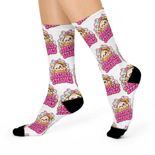 Cushioned Crew Socks — Cute ‘Freshly Steamed’ Cartoon Dumpling Pattern