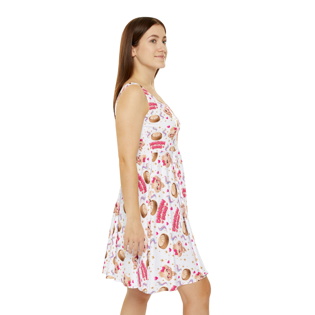 Women’s Skater Dress — Cute Dessert & Cupcake Dimsum Buns Pattern AOP