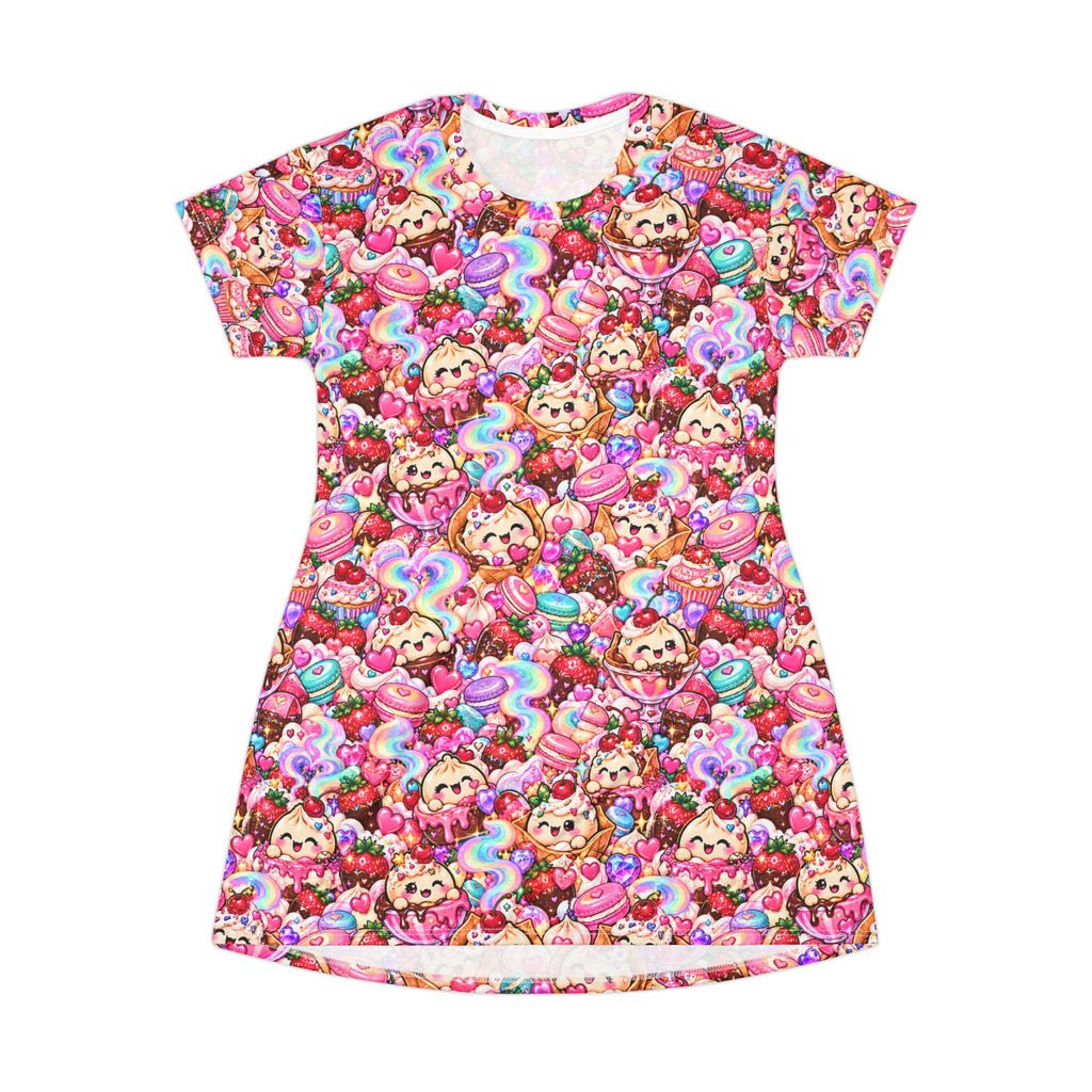 Candyland Dumpling T-Shirt Dress — Kawaii Dessert Print