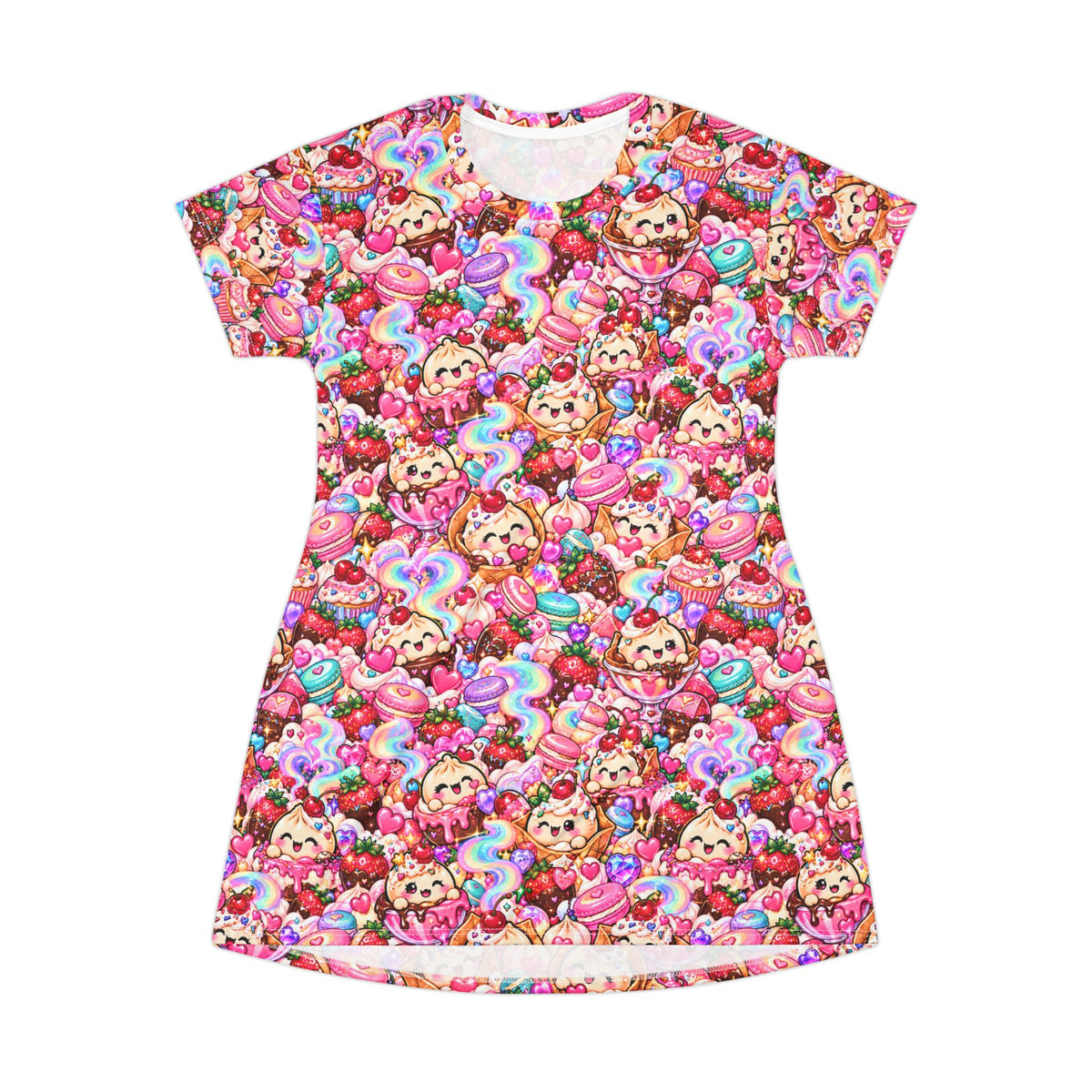 Candyland Dumpling T-Shirt Dress — Kawaii Dessert Print