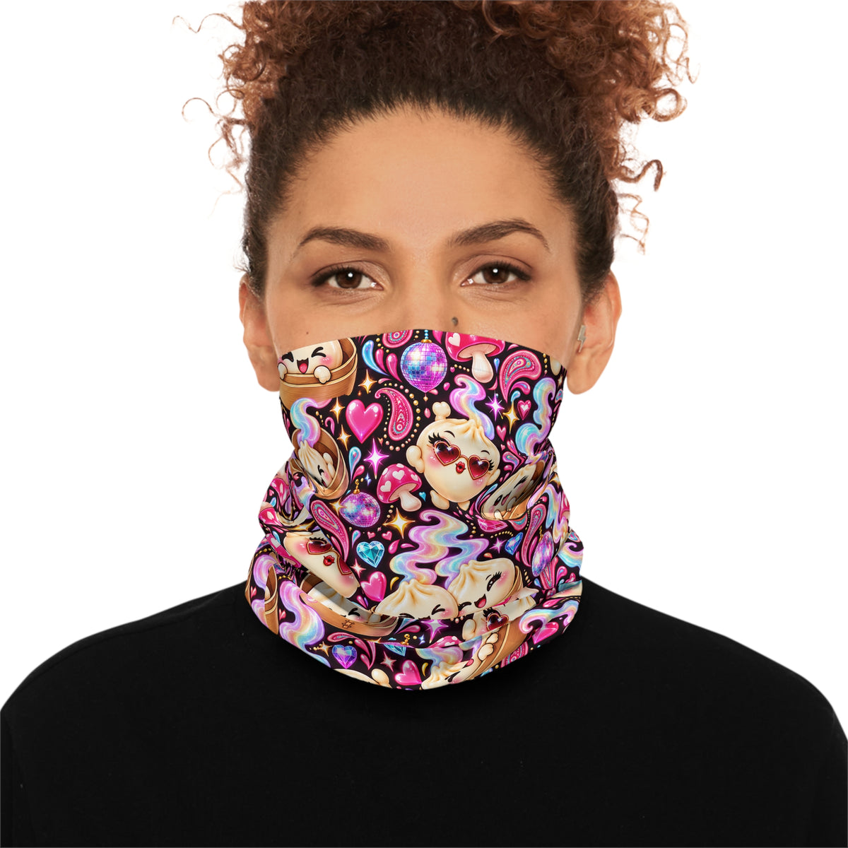 Kawaii Dumpling Neck Gaiter — Colorful Festival Face & Neck Cover