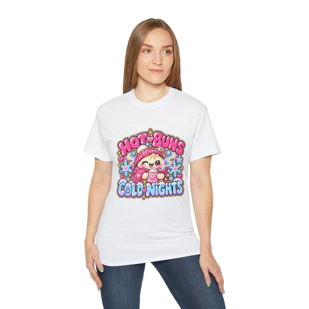 Hot Buns Cold Nights Tee — Cute Winter Graphic T-Shirt