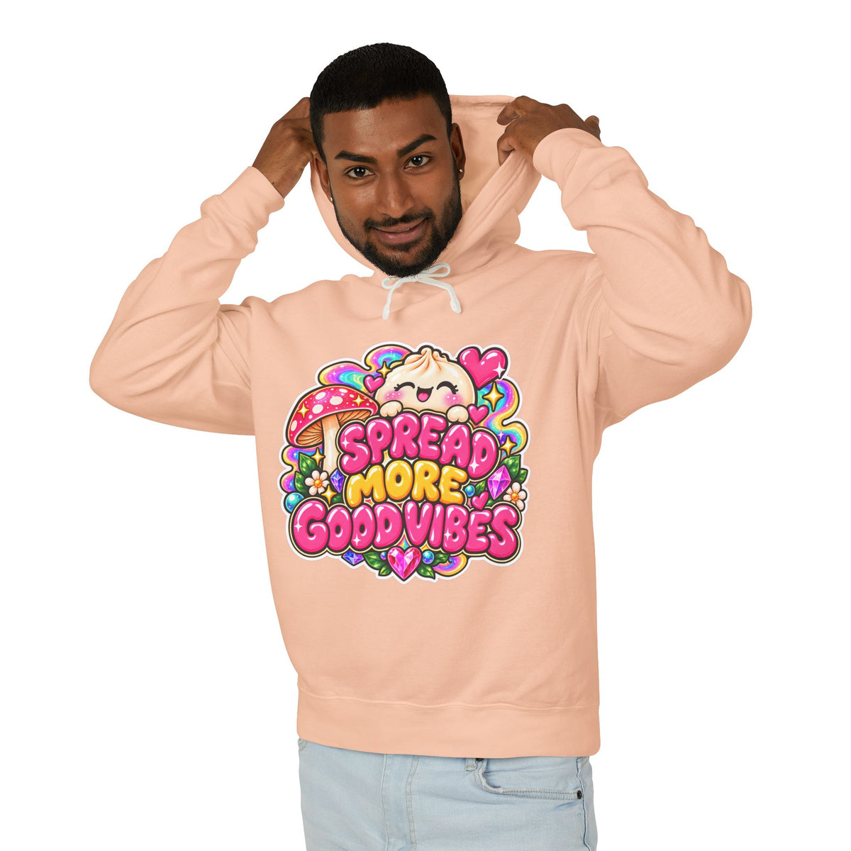 Good Vibes Hoodie — "Spread More Good Vibes" Cute Kawaii Graphic Pullover