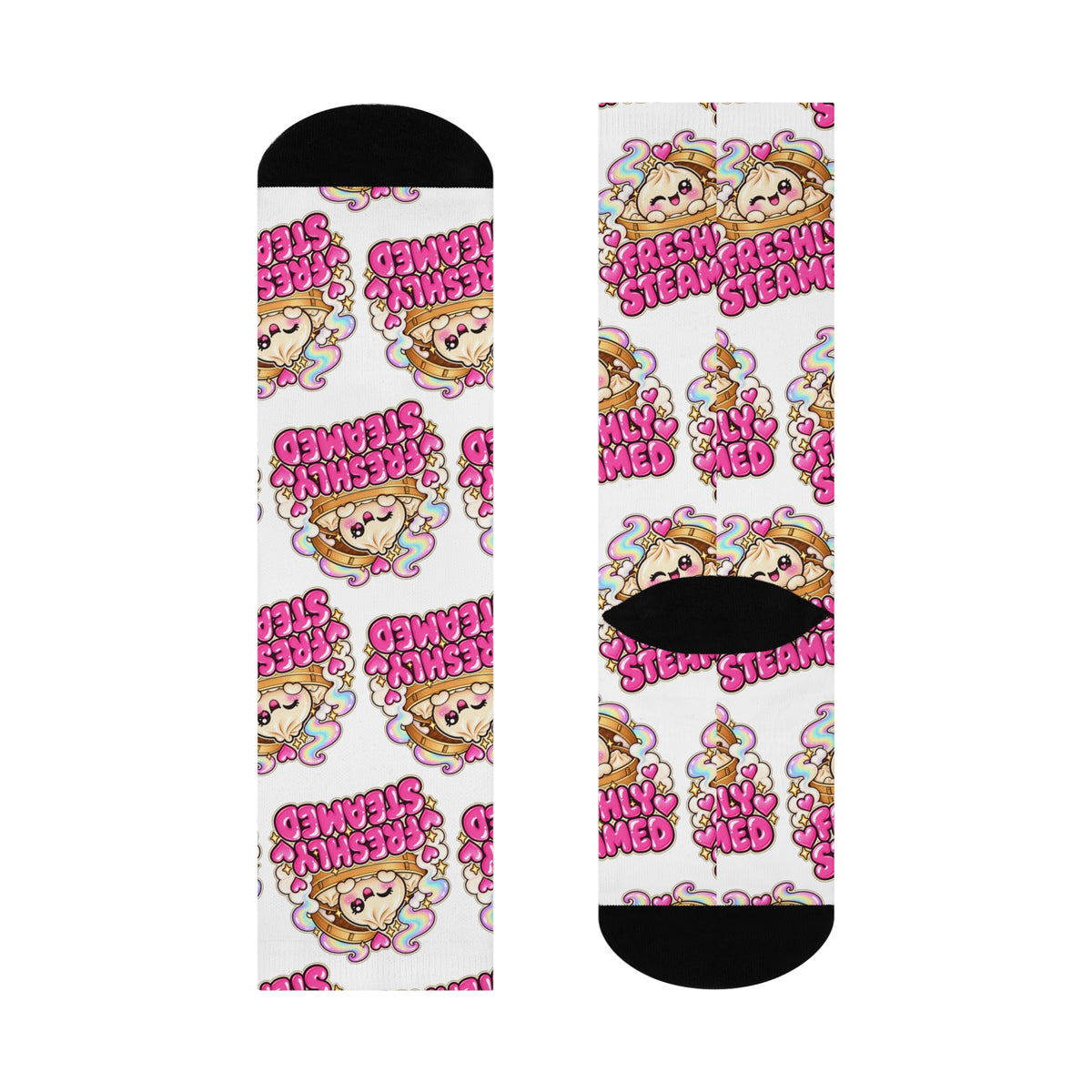 Cushioned Crew Socks — Cute ‘Freshly Steamed’ Cartoon Dumpling Pattern