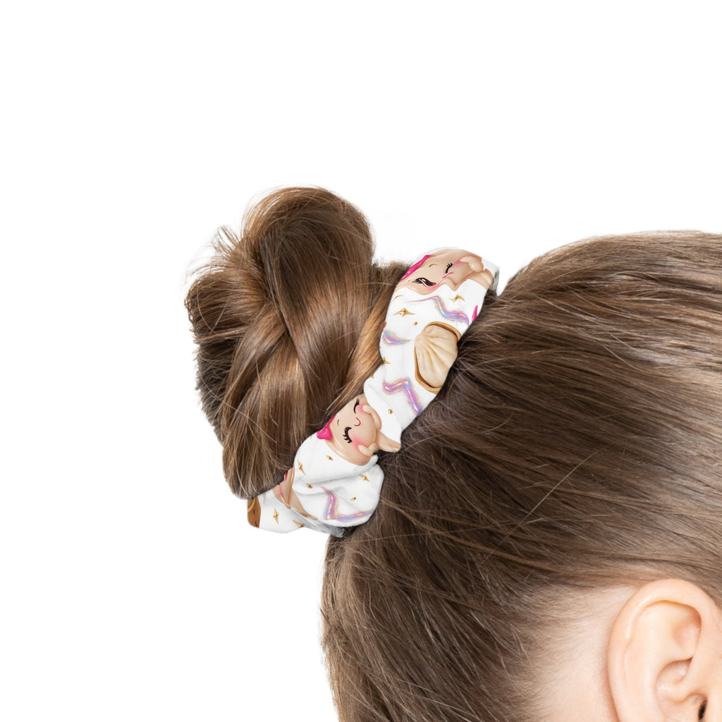 Dimsum Buns Scrunchie — Cute Heart Pattern Hair Accessory