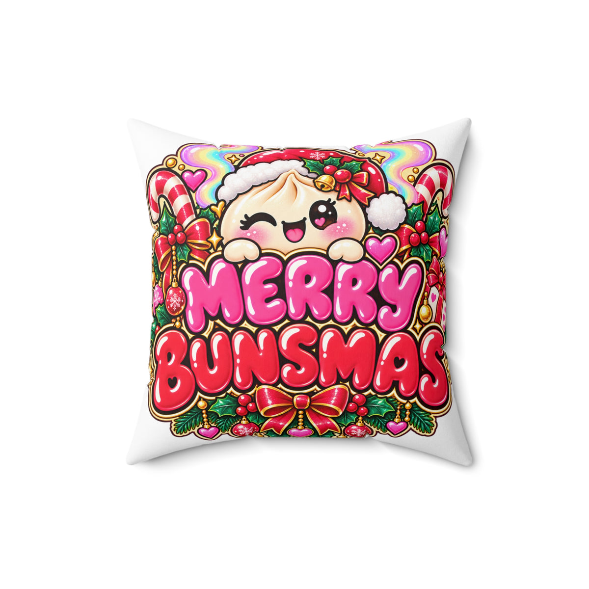 Merry Bunsmas Cute Kawaii Christmas Pillow