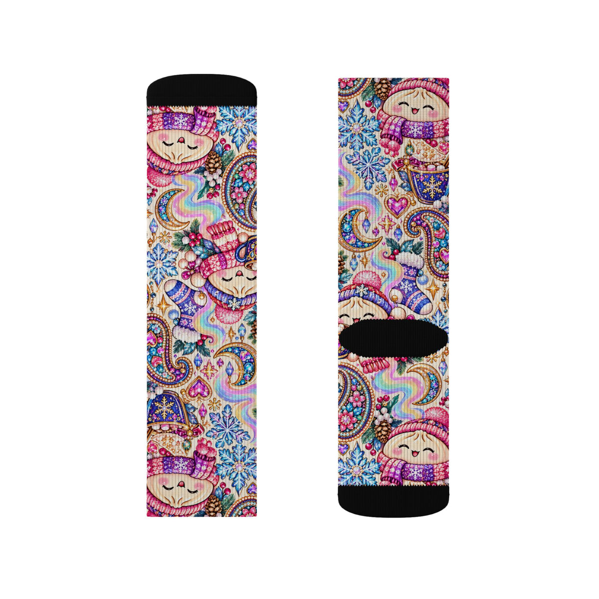 Cozy Buns Club Crew Socks — Psychedelic Dumpling Paisley